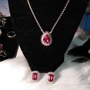 Rhinestone Necklace & Earrings Set